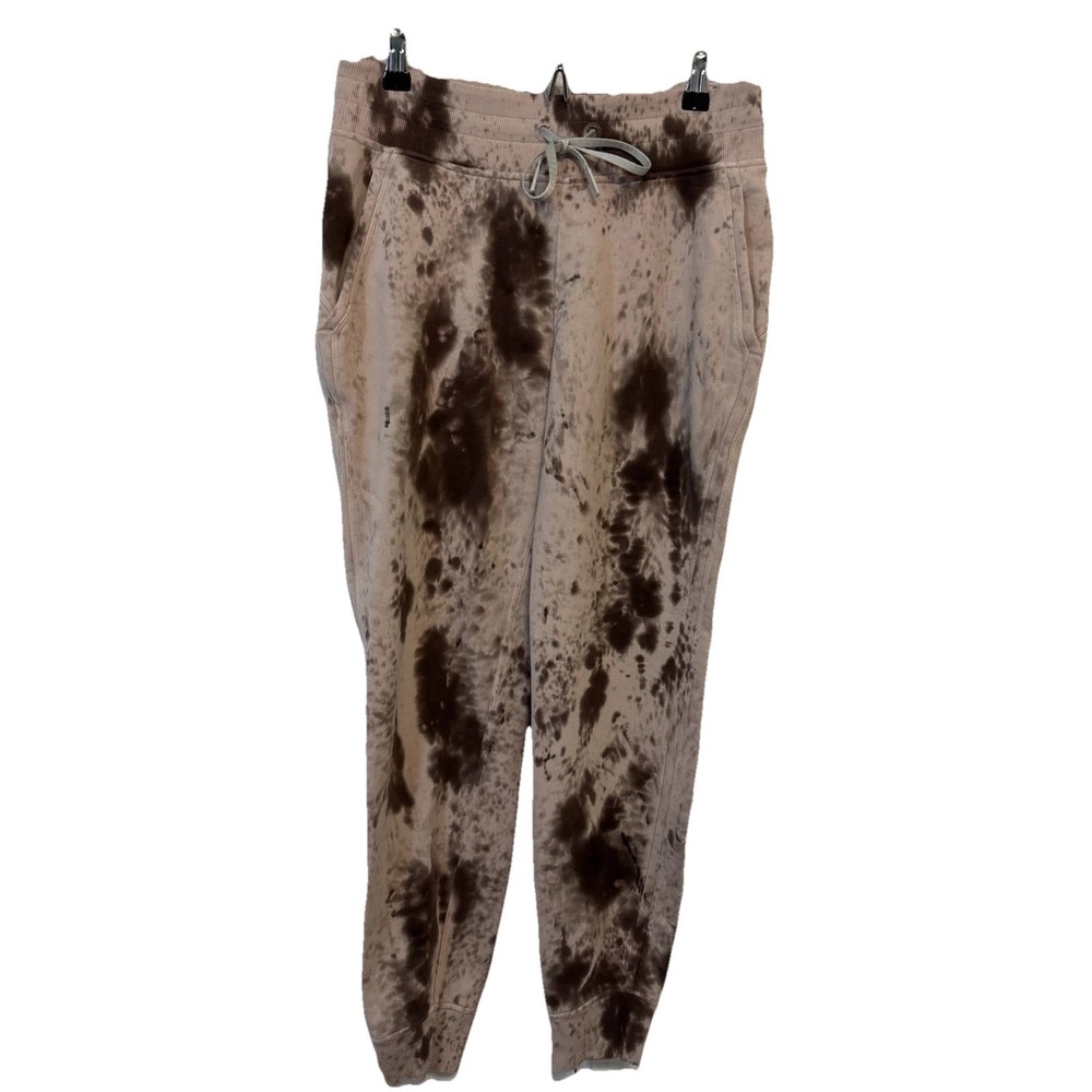 Lululemon Warm Down Jogger Marble Dye Pink Brown Cotton Terry Pants Sz 6 MD3Y